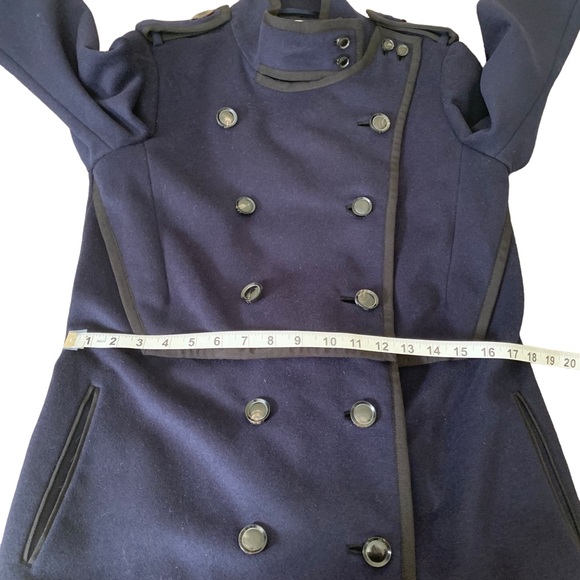 3.1 Phillip Lim Blue Wool Double Breasted Long Coat Women’s Size 8 High Collar - Picture 9 of 16